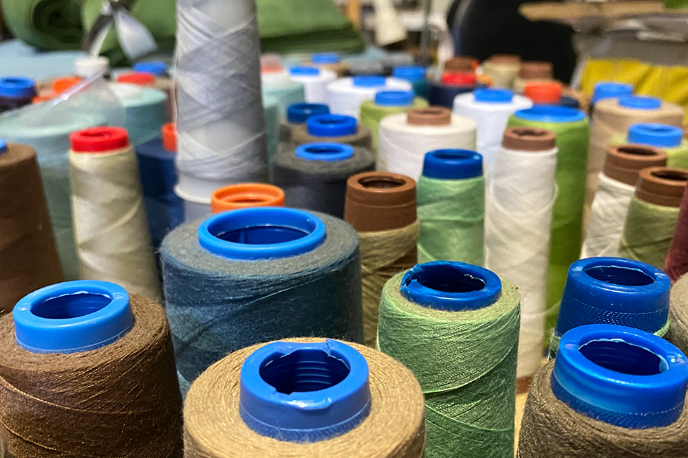 Spools of colorful yarn